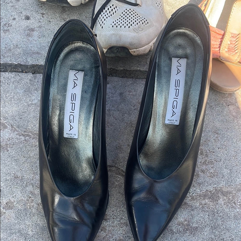 Via Spiga Black Leather Heels